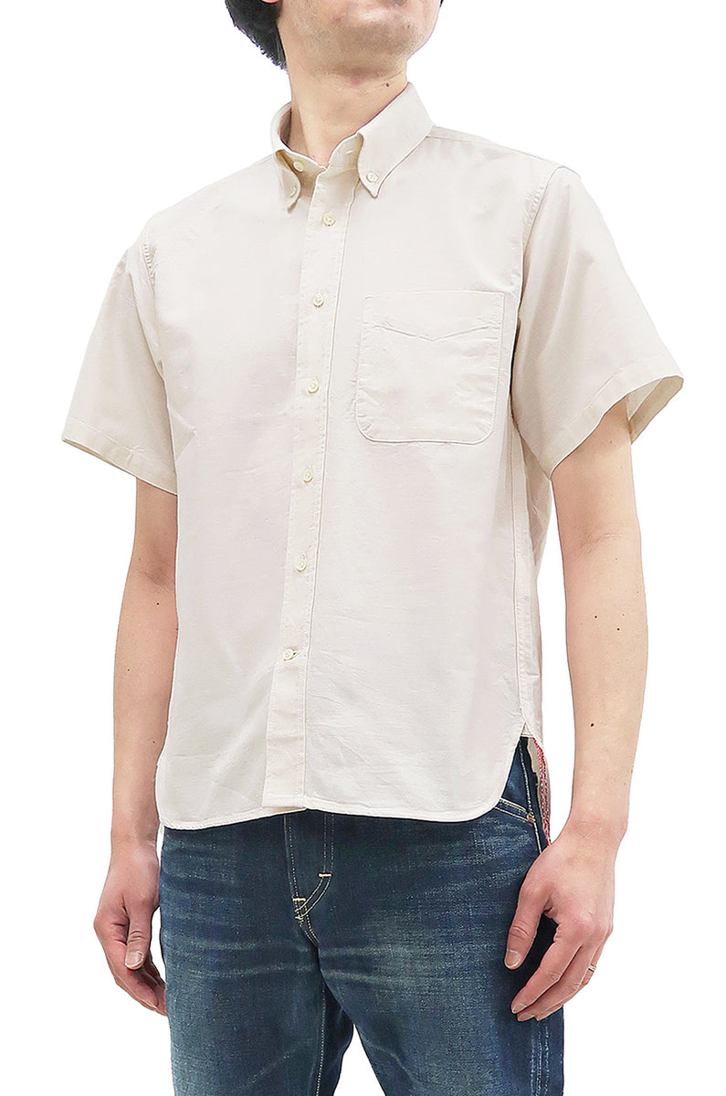 Sugar Cane Plain Oxford Shirt Men's Button-Down Collar Short