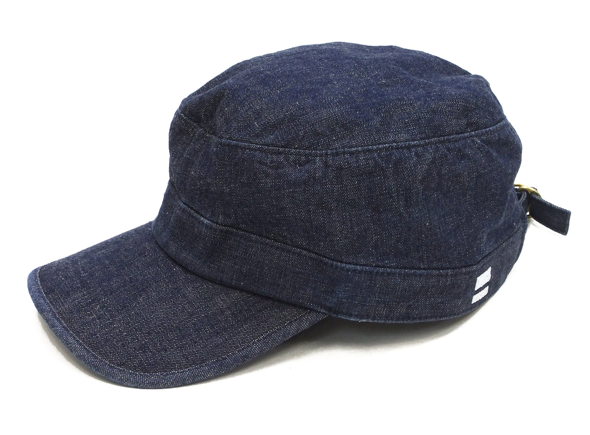 Momotaro Jeans Denim Work Cap Men's Adjustable Flat Top Railroad Engineer  Hat SJ002 Indigo