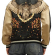 Load image into Gallery viewer, Hanatabi Gakudan Men's Japanese Souvenir Jacket Owl and Autumn Leaves Sukajan Script SKJ-179