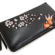 Load image into Gallery viewer, Script Hanatabi Gakudan Men's Casual Embroidered Leather Long Wallet SLWL-502 Black