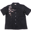 Load image into Gallery viewer, Hanatabi Gakudan Men's S/S Jacquard Shirt with Japanese Art Embroidery SS-001 Black