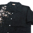 Load image into Gallery viewer, Hanatabi Gakudan Men's S/S Jacquard Shirt with Japanese Art Embroidery SS-001 Black