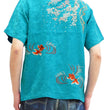 Load image into Gallery viewer, Hanatabi Gakudan Men's S/S Jacquard Shirt with Japanese Art Embroidery SS-002 Blue-green