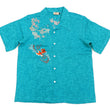 Load image into Gallery viewer, Hanatabi Gakudan Men's S/S Jacquard Shirt with Japanese Art Embroidery SS-002 Blue-green