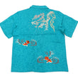 Load image into Gallery viewer, Hanatabi Gakudan Men's S/S Jacquard Shirt with Japanese Art Embroidery SS-002 Blue-green
