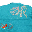 Load image into Gallery viewer, Hanatabi Gakudan Men's S/S Jacquard Shirt with Japanese Art Embroidery SS-002 Blue-green
