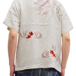 Load image into Gallery viewer, Hanatabi Gakudan Men's S/S Jacquard Shirt with Japanese Art Embroidery SS-002 Off-white