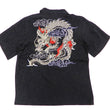 Load image into Gallery viewer, Hanatabi Gakudan Men's S/S Jacquard Shirt with Japanese Art Embroidery SS-003 Black