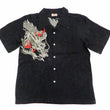 Load image into Gallery viewer, Hanatabi Gakudan Men's S/S Jacquard Shirt with Japanese Art Embroidery SS-003 Black