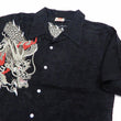 Load image into Gallery viewer, Hanatabi Gakudan Men's S/S Jacquard Shirt with Japanese Art Embroidery SS-003 Black