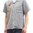 Load image into Gallery viewer, Hanatabi Gakudan Men's S/S Jacquard Shirt with Japanese Art Embroidery SS-003 Gray