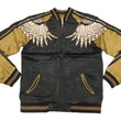 Load image into Gallery viewer, Hanatabi Gakudan Men's Japanese Souvenir Jacket Japanese Owl Sukajan Script SSJ-009