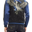 Load image into Gallery viewer, Hanatabi Gakudan Men's Japanese Souvenir Jacket Japanese Raven Sukajan Script SSJ-013