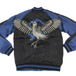 Load image into Gallery viewer, Hanatabi Gakudan Men's Japanese Souvenir Jacket Japanese Raven Sukajan Script SSJ-013