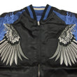 Load image into Gallery viewer, Hanatabi Gakudan Men's Japanese Souvenir Jacket Japanese Raven Sukajan Script SSJ-013