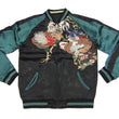 Load image into Gallery viewer, Hanatabi Gakudan Men's Japanese Souvenir Jacket Rooster and Hen Japanese Art Sukajan Script SSJ-018