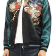 Load image into Gallery viewer, Hanatabi Gakudan Men's Japanese Souvenir Jacket Rooster and Hen Japanese Art Sukajan Script SSJ-018