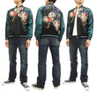 Load image into Gallery viewer, Hanatabi Gakudan Men's Japanese Souvenir Jacket Rooster and Hen Japanese Art Sukajan Script SSJ-018