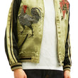 Load image into Gallery viewer, Hanatabi Gakudan Men's Japanese Souvenir Jacket Japanese Rooster Art Sukajan Script SSJ-031