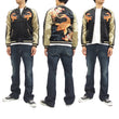 Load image into Gallery viewer, Hanatabi Gakudan Men's Japanese Souvenir Jacket Japanese Koi Fish Carp Sukajan Script SSJ-503