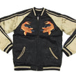 Load image into Gallery viewer, Hanatabi Gakudan Men's Japanese Souvenir Jacket Japanese Koi Fish Carp Sukajan Script SSJ-503