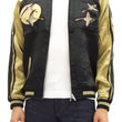 Load image into Gallery viewer, Hanatabi Gakudan Men's Japanese Souvenir Jacket Japanese Wild Geese and Full Moon Sukajan Script SSJ-506