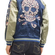 Load image into Gallery viewer, Hanatabi Gakudan Men's Japanese Souvenir Jacket Cherry Blossoms Skull Sukajan Script SSJ-509