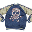 Load image into Gallery viewer, Hanatabi Gakudan Men's Japanese Souvenir Jacket Cherry Blossoms Skull Sukajan Script SSJ-509