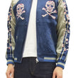 Load image into Gallery viewer, Hanatabi Gakudan Men's Japanese Souvenir Jacket Cherry Blossoms Skull Sukajan Script SSJ-509