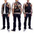 Load image into Gallery viewer, Hanatabi Gakudan Men's Japanese Souvenir Jacket Japanese Goldfish Art Sukajan Script SSJ-517