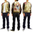 Load image into Gallery viewer, Hanatabi Gakudan Men's Japanese Souvenir Jacket Kintaro and the Giant Carp Sukajan Script SSJ-518