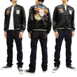 Load image into Gallery viewer, Hanatabi Gakudan Men's Japanese Souvenir Jacket Japanese Fox Mask Sukajan Script SSJ-520