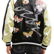 Load image into Gallery viewer, Hanatabi Gakudan Men's Japanese Souvenir Jacket Japanese Butterfly Art Sukajan Script SSJ-704