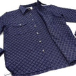 Load image into Gallery viewer, Samurai Jeans Indigo Sashiko Shirt Men's Diamond Stitch Sashiko Long Sleeve Button Up Work Shirt SSS23-SSK