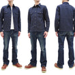Load image into Gallery viewer, Samurai Jeans Indigo Sashiko Shirt Men's Diamond Stitch Sashiko Long Sleeve Button Up Work Shirt SSS23-SSK