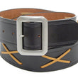 Load image into Gallery viewer, TOYS McCOY Cross-Stitched Leather Belt Men's Ccasual Marlon Brando The Wild One Belt TMA2107 Black