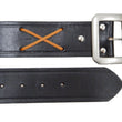 Load image into Gallery viewer, TOYS McCOY Cross-Stitched Leather Belt Men's Ccasual Marlon Brando The Wild One Belt TMA2107 Black