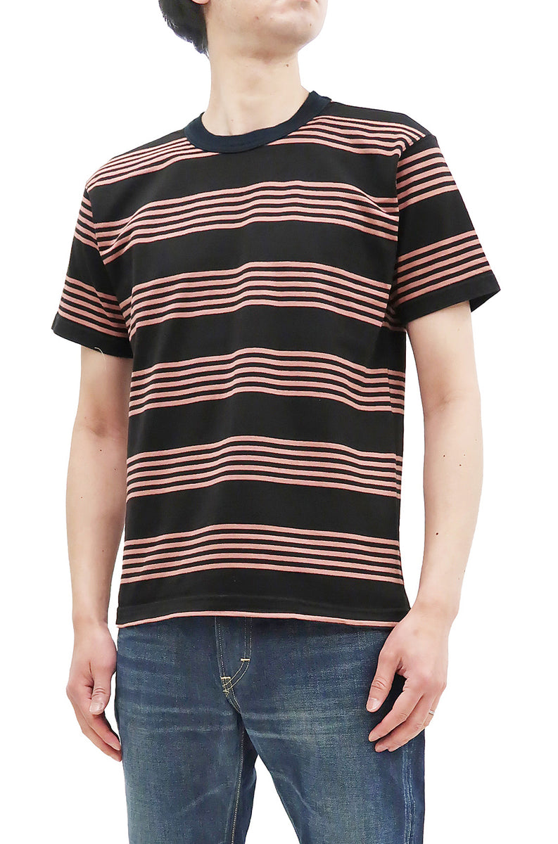 TOYS McCOY Striped T-Shirt Men's Steve McQueen Short Sleeve Stripe Tee  TMC1926 092 Smokey-Pink/Black