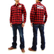 Load image into Gallery viewer, TOYS McCOY Men's Buffalo Check Plaid Shirt Patched Long Sleeve Button Up Shirt TMS1809 Red/Black