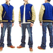 Load image into Gallery viewer, Whitesville Plain Varsity Jacket Men's Letterman Jacket Melton Leather Award Jacket WV14904 C/#126 Royal Blue x Cream