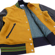 Load image into Gallery viewer, Whitesville Plain Varsity Jacket Men's Letterman Jacket Melton Leather Award Jacket WV14904 C/#156 Gold x Black