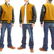 Load image into Gallery viewer, Whitesville Plain Varsity Jacket Men's Letterman Jacket Melton Leather Award Jacket WV14904 C/#156 Gold x Black