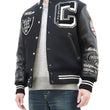 Load image into Gallery viewer, Whitesville Varsity Jacket Men's Letterman Jacket Melton x Leather Award Jacket WV15166 WV15166-119 Black x Black COUGARS