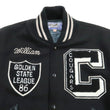 Load image into Gallery viewer, Whitesville Varsity Jacket Men's Letterman Jacket Melton x Leather Award Jacket WV15166 WV15166-119 Black x Black COUGARS