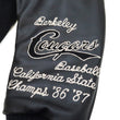 Load image into Gallery viewer, Whitesville Varsity Jacket Men's Letterman Jacket Melton x Leather Award Jacket WV15166 WV15166-119 Black x Black COUGARS