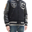 Load image into Gallery viewer, Whitesville Varsity Jacket Men's Letterman Jacket Melton x Leather Award Jacket WV15166 WV15166-119 Black x Black COUGARS