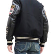 Load image into Gallery viewer, Whitesville Varsity Jacket Men's Letterman Jacket Melton x Leather Award Jacket WV15166 WV15166-119 Black x Black COUGARS