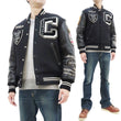 Load image into Gallery viewer, Whitesville Varsity Jacket Men's Letterman Jacket Melton x Leather Award Jacket WV15166 WV15166-119 Black x Black COUGARS