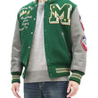 Load image into Gallery viewer, Whitesville Varsity Jacket Men's Letterman Jacket Melton x Leather Award Jacket WV15166 WV15166-145 Green x Gray MAVERICKS