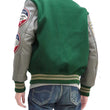 Load image into Gallery viewer, Whitesville Varsity Jacket Men's Letterman Jacket Melton x Leather Award Jacket WV15166 WV15166-145 Green x Gray MAVERICKS